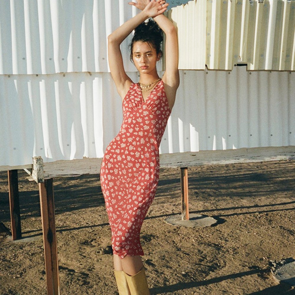 REALISATION The Stephanie in Saffron Midi Dress Womens Size XS